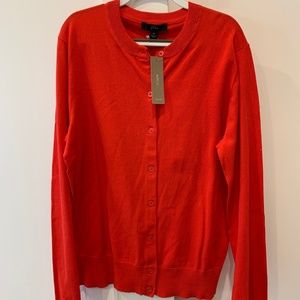 NWT J.Crew Womens Cotton Cardigan Red